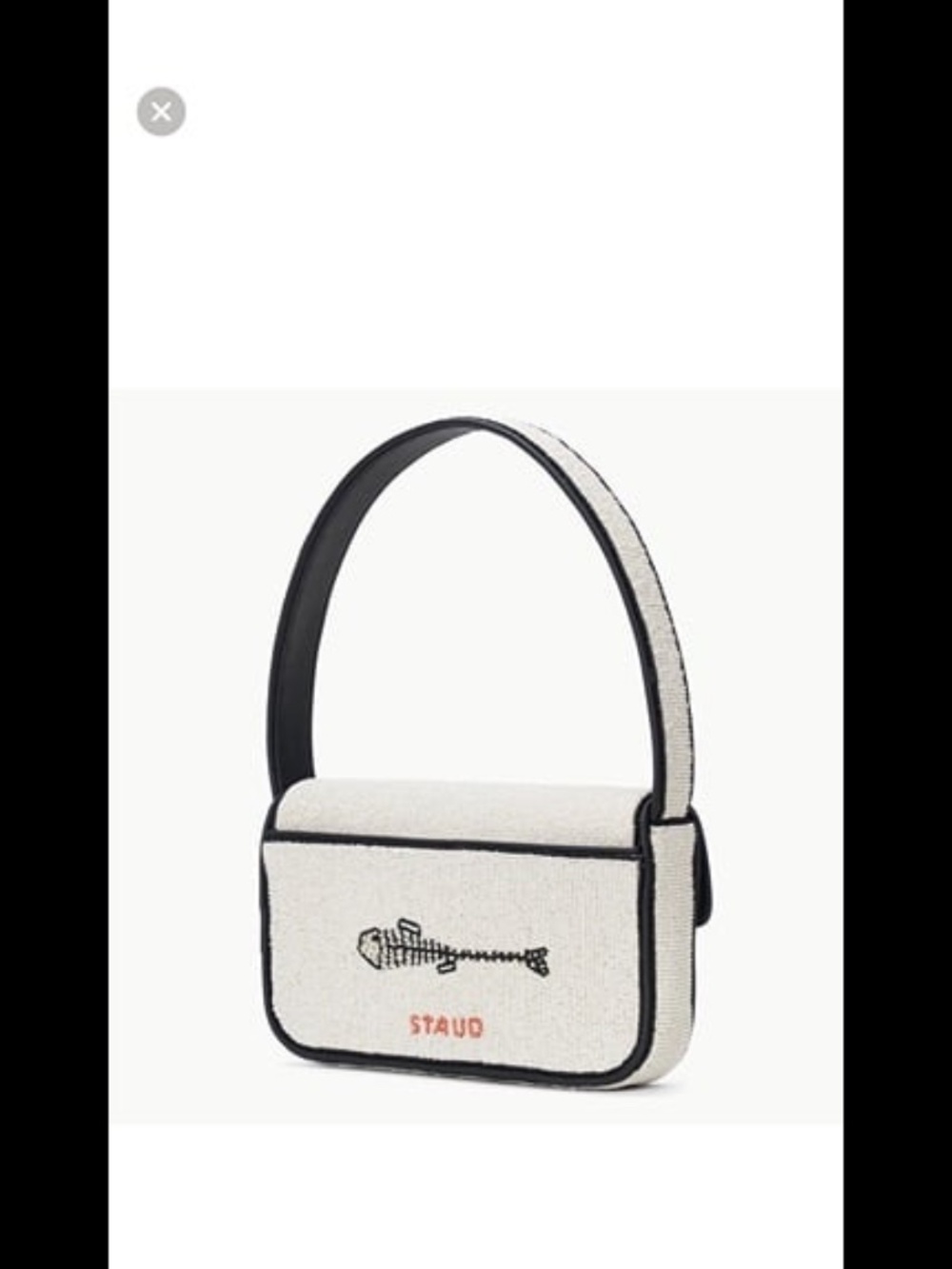 STAUD BEADED TOMMY BAG STAUDINES BLACK WHITE NWOT Limited Collection - Picture 4 of 7